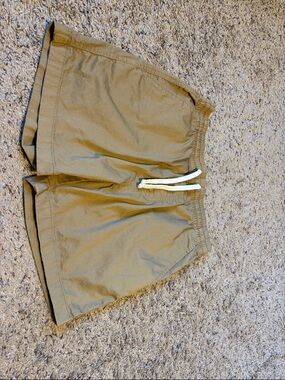 J. Crew White Elastic Waist Shorts with Khaki Liner